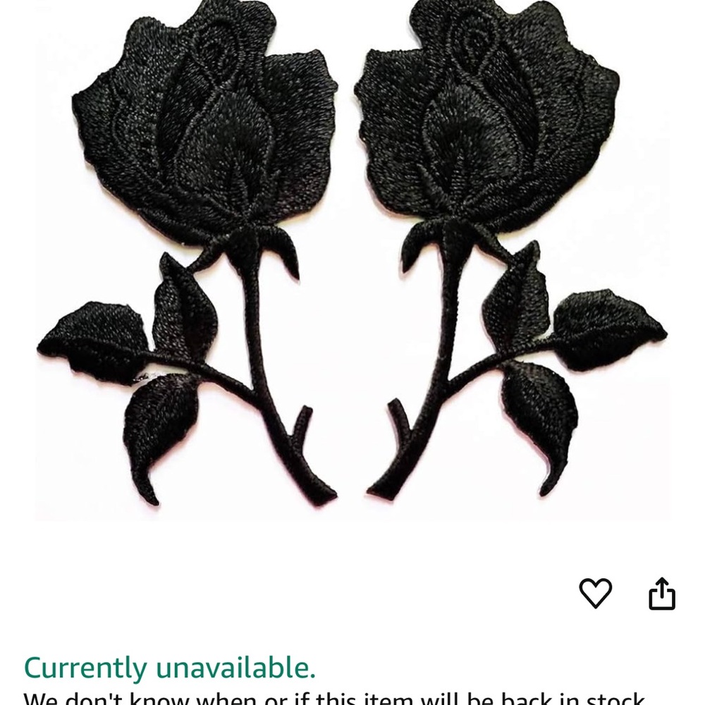 Black Rose Embroidered Patches iron On (6)